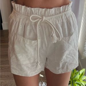 White textured shorts